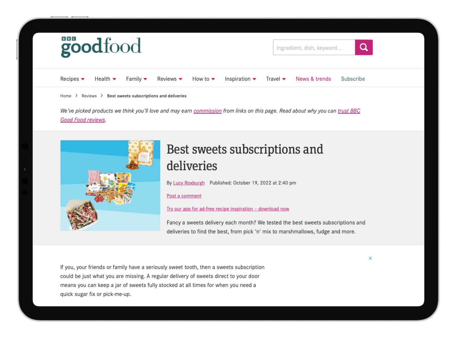 BBC Good Food Article Screenshot